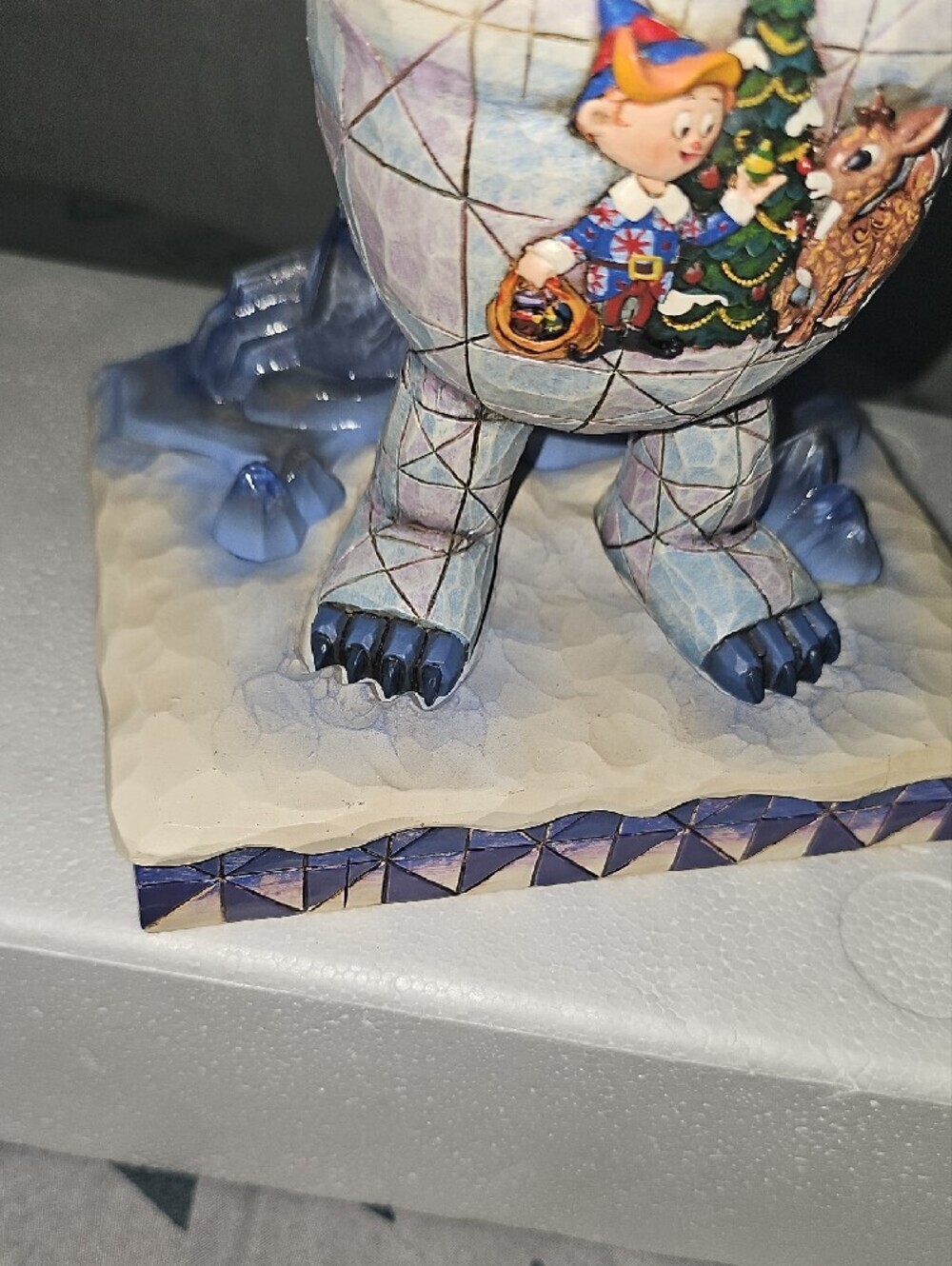 Jim Shore White and Blue Yeti with Holiday Scene Figurine( 9 In Tall) - Picture 7 of 8